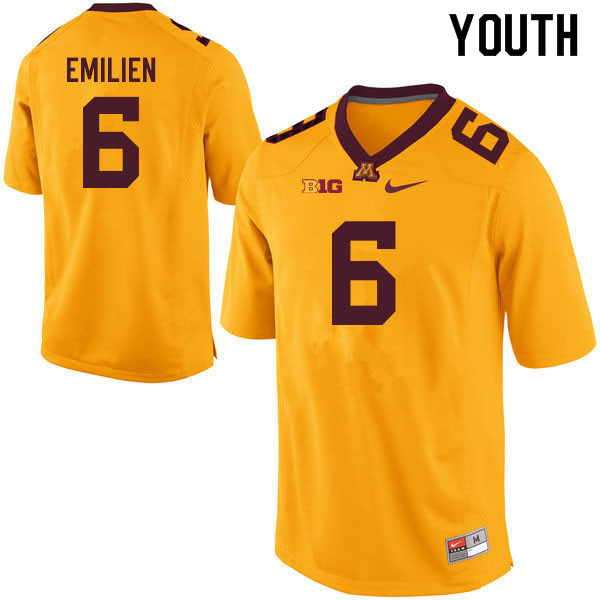 Youth #6 Douglas Emilien Minnesota Golden Gophers College Football Jerseys Sale-Gold